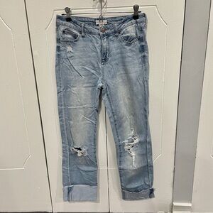 Ivy + Main Cropped Distressed Straight Leg Jeans